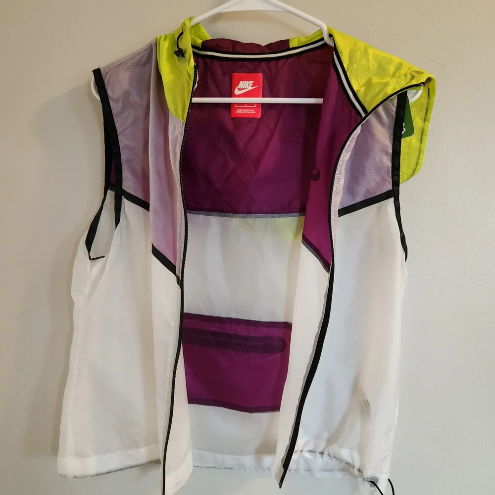 Nike Purple and Neon Green Sleeveless Vest Large